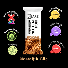 ZBARZ Yer Fıstıklı Kurabiye Karamelli Yüksek Proteinli Bar 35 Gr 12 Lİ