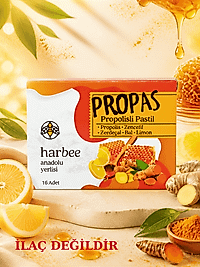 Harbee Propas Propolis Zencefil Bal Limon Zerdeçal Takviyeli Bitkisel Pastil - 16'lı Paket