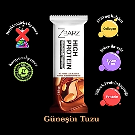 ZBARZ Yer Fıstıklı Tuzlu Karamel Aromalı Yüksek Protein Bar 12 li (HEDİYELİ ÜRÜN)